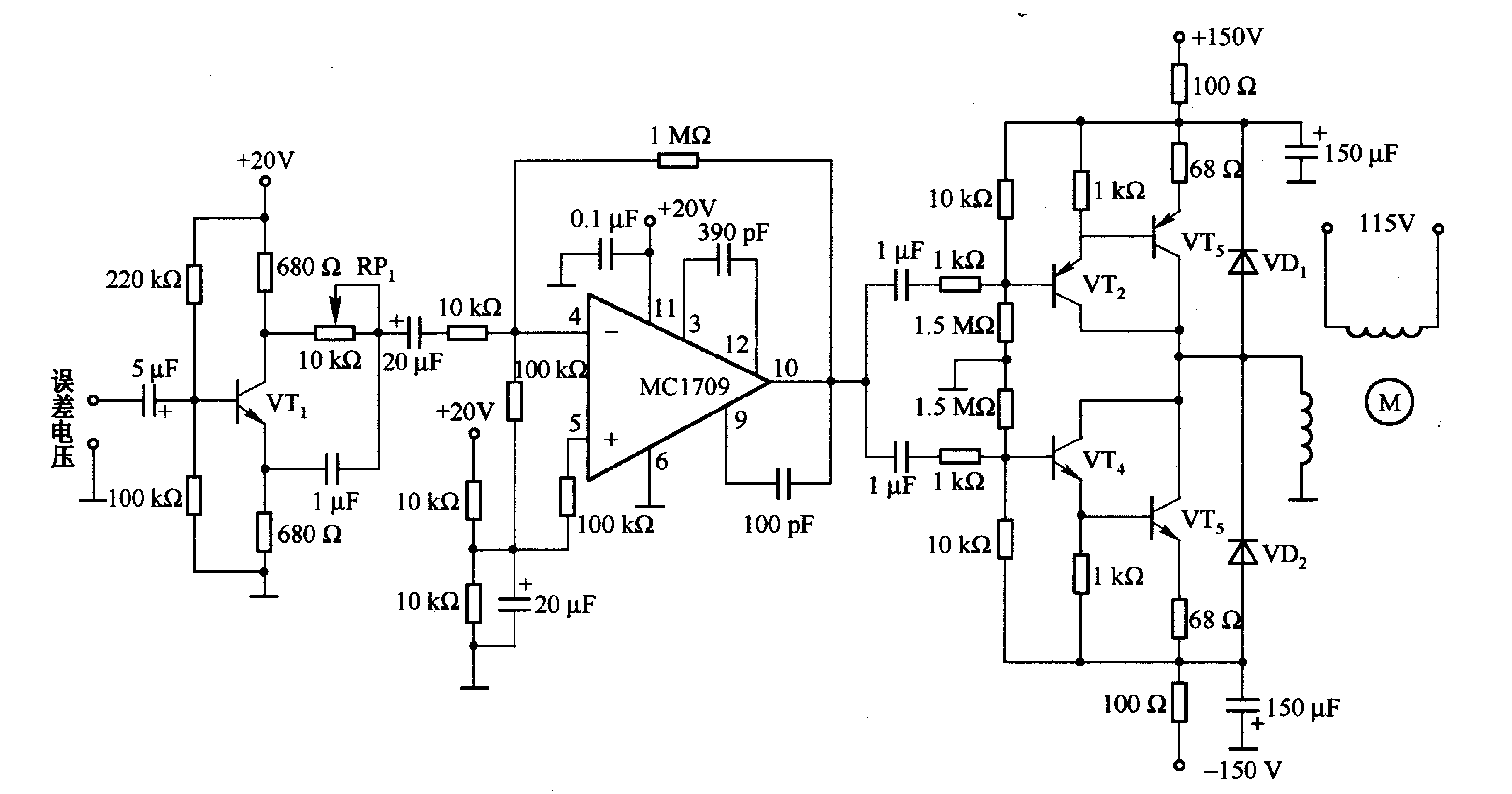 The control circuit of two-phase servo motor circuit