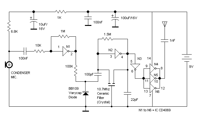 Coilless FM Transmitter circuit