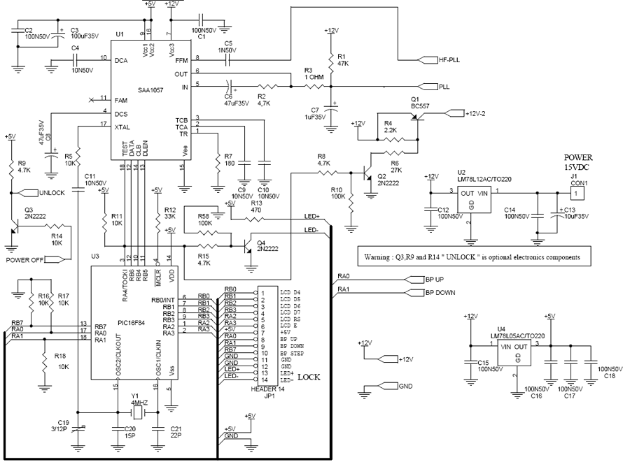 SAA1057 PLL Synthesized FM Transmitter circuit