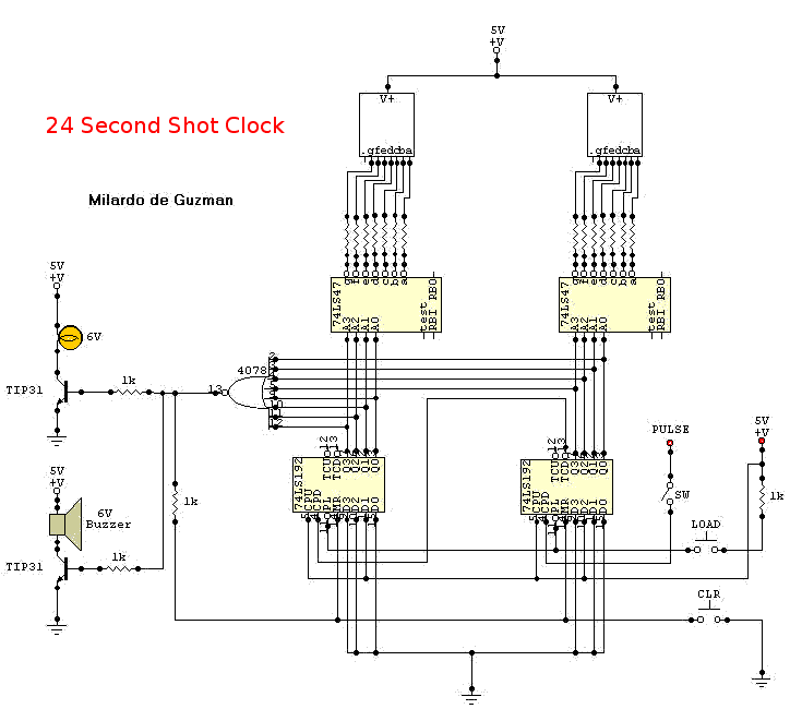 24 Second Shot Clock circuit
