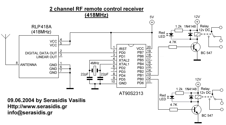 2 channel RF remote control circuit