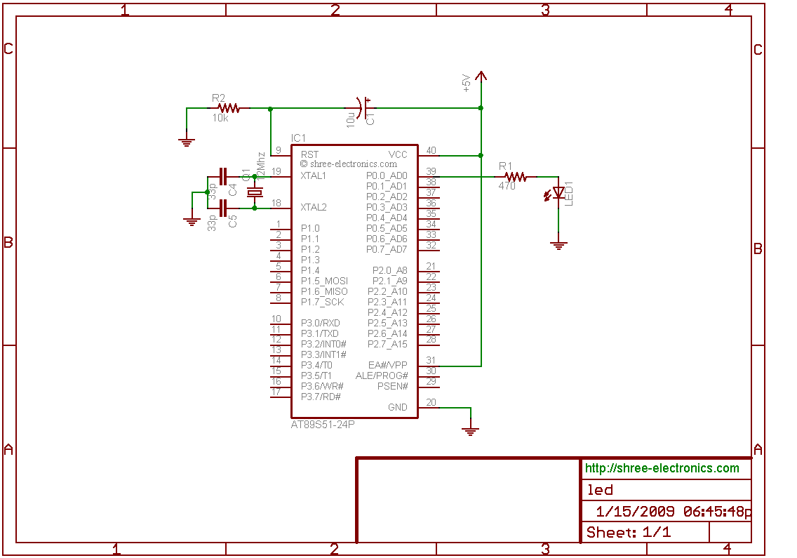 microcontroller led interfacing circuit