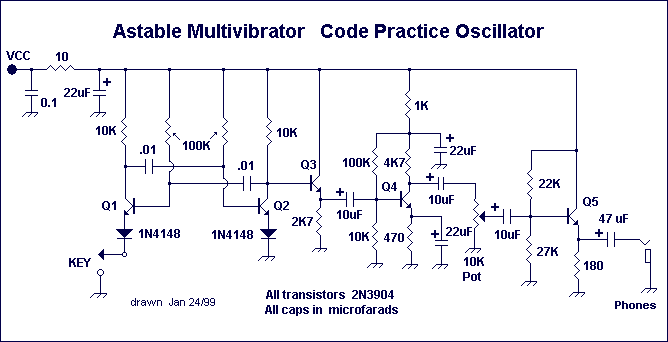 Morse Code astable Oscillator circuit