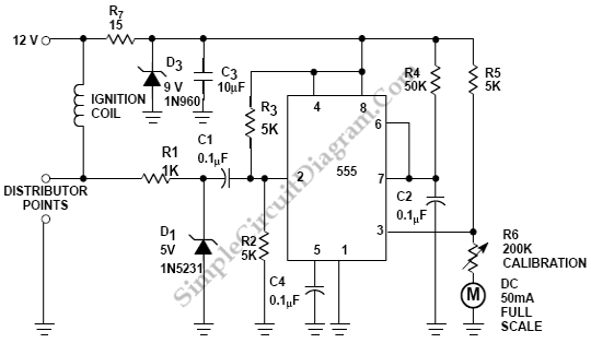 Car Tachometer with 555 IC circuit
