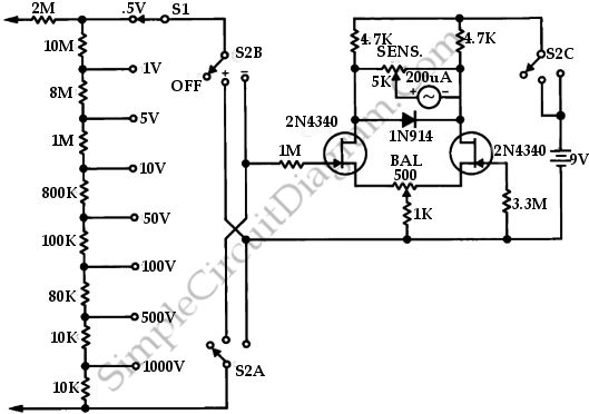 FETVM-FET Voltmeter circuit