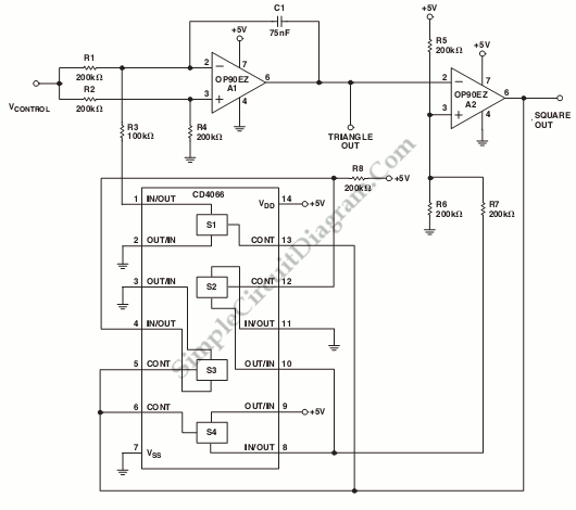 Micropower VCO Voltage-Controlled Oscillator circuit