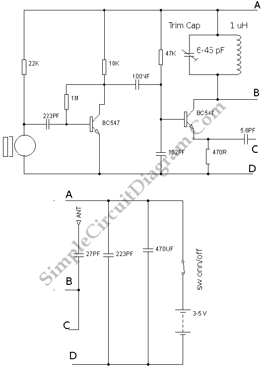 Two Transistors FM Transmitter circuit