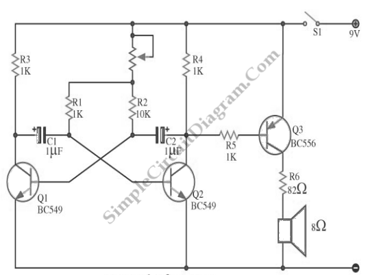 Simple Metronome With Transistors circuit