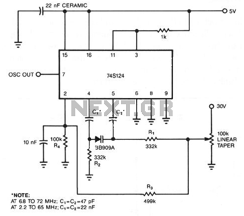 74S124 High Frequency VCO with Varactor circuit