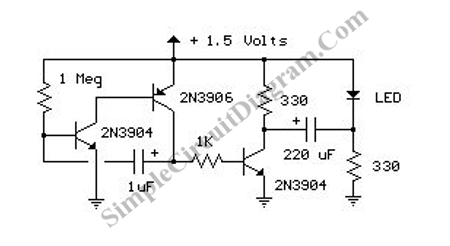 15V LED FLasher Using 3 Transistors circuit