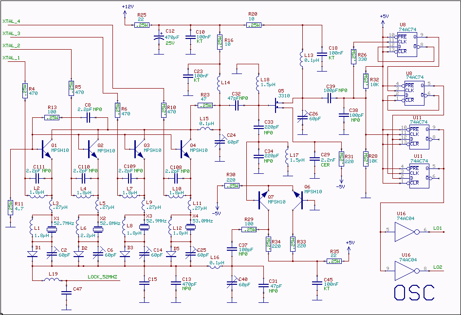 The local oscillator for 107 to 25MHz conversion circuit