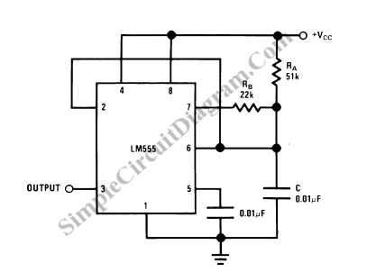 555 Oscillator With 50 Duty Cycle circuit