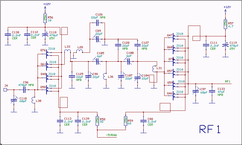 RF amplifier and filter for 144 MHz circuit