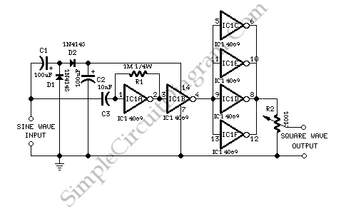 Self Powered Sine Wave to Square Converter circuit