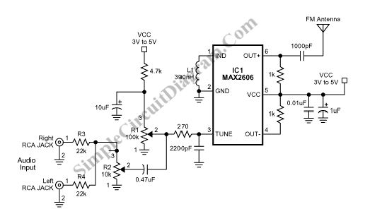 Single Chip FM Transmitter For Short Range Application circuit