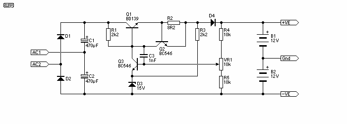 Automatic Charger for Battery Hi-Fi Preamps circuit