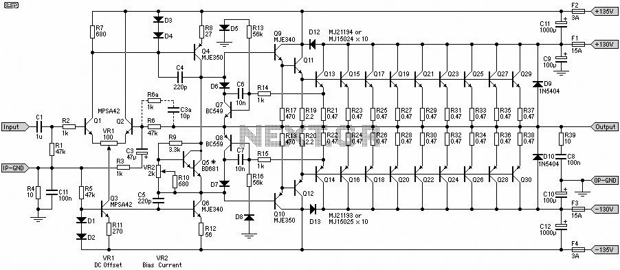 1500W Power Amplifier Circuit