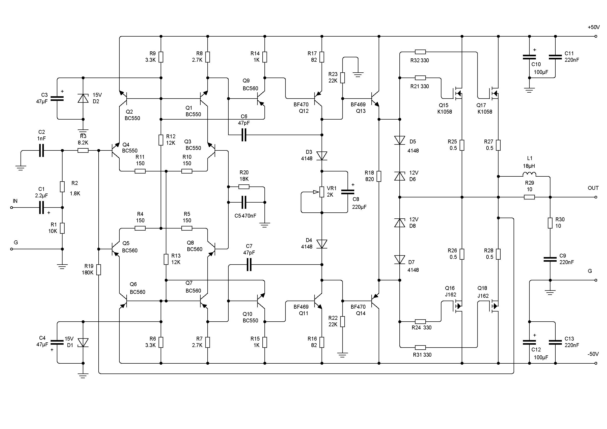 Crescendo ampilifier elektor1982 circuit