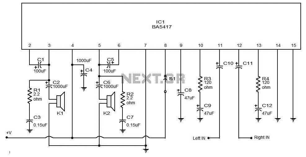 BA5417 Mini Stereo Power Amplifier Diagram circuit