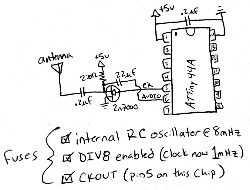 Ridiculously Simple AVR AM Radio Transmitter circuit