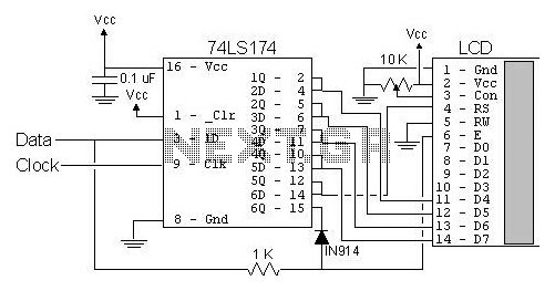 2-Wire LCD Interface using PIC16C84 – Circuit Schematic
