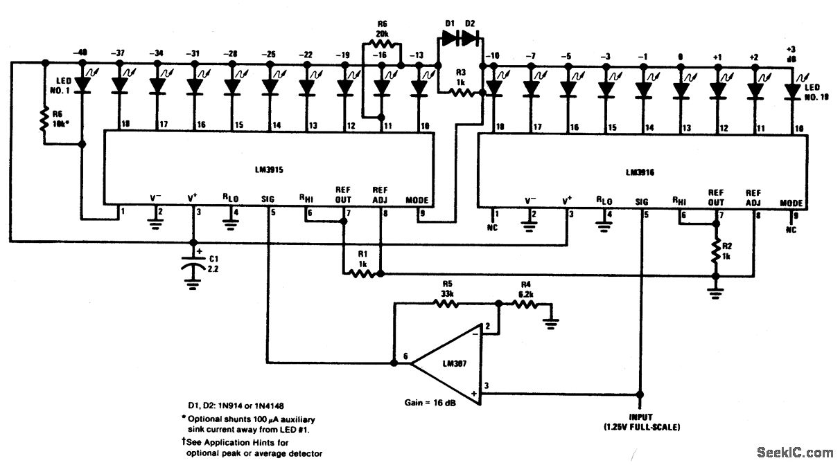 EXTENDED RANGE VU METER circuit