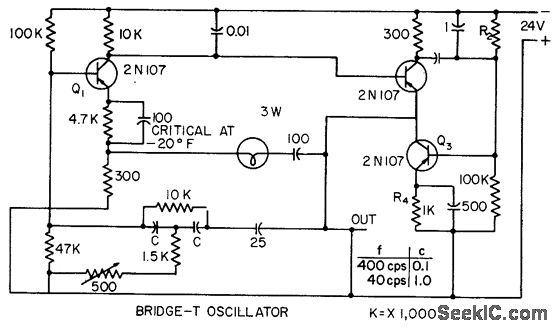 BRIDGED T AUDIO OSCILLATOR circuit