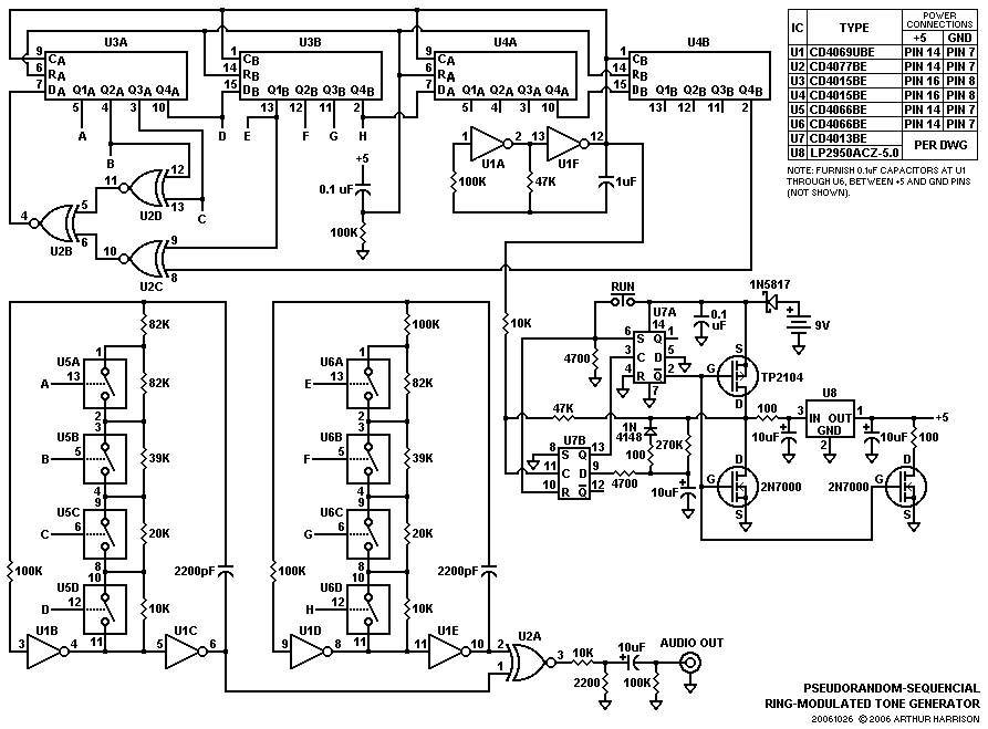 Pseudorandom-Sequential Ring-Modulated Tone Generator circuit
