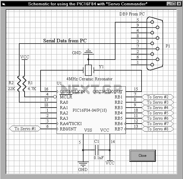 Serial Servo Motor Controller – Circuit Schematic
