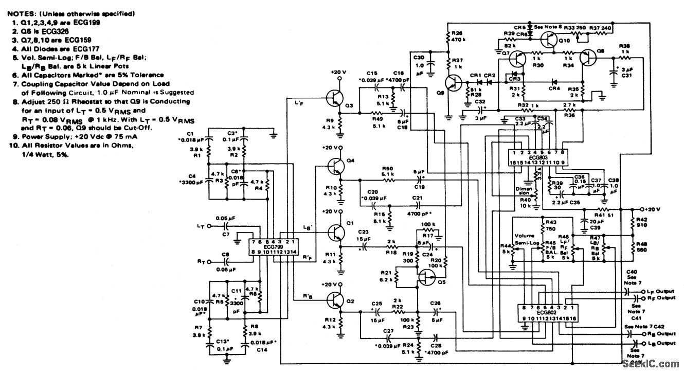 4-channel SQ logic decoder circuit
