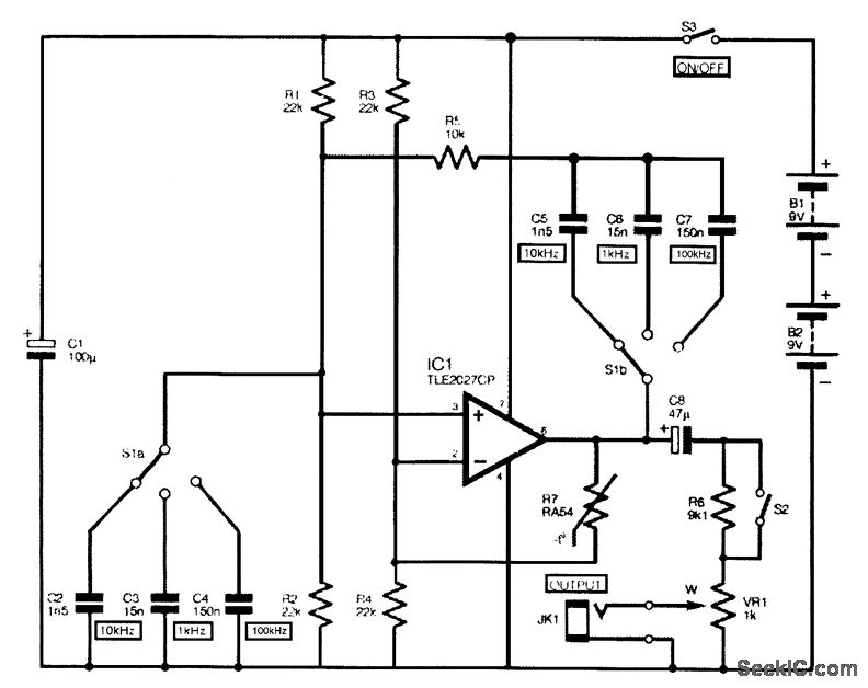 THREE FREQUENCY AUDIO OSCILLATOR circuit