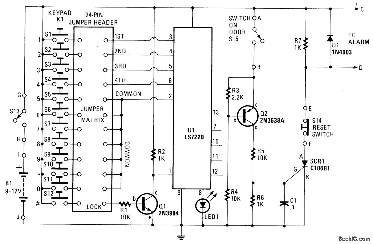 ELECTRONIC COMBINATION LOCK circuit