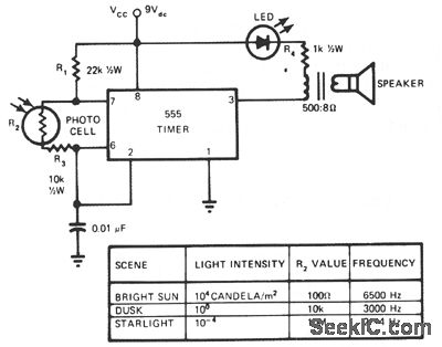 LIGHT SENSITIVE AUDIO OSCILLATOR circuit