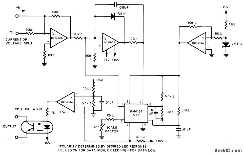 OPTICALLY COUPLED V F circuit