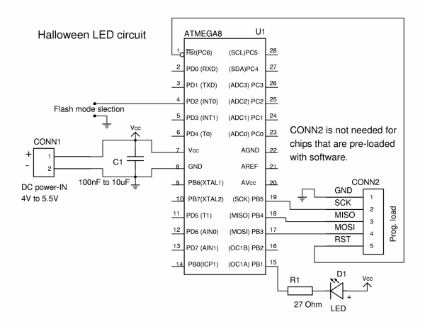 A little glowing Halloween ghost circuit
