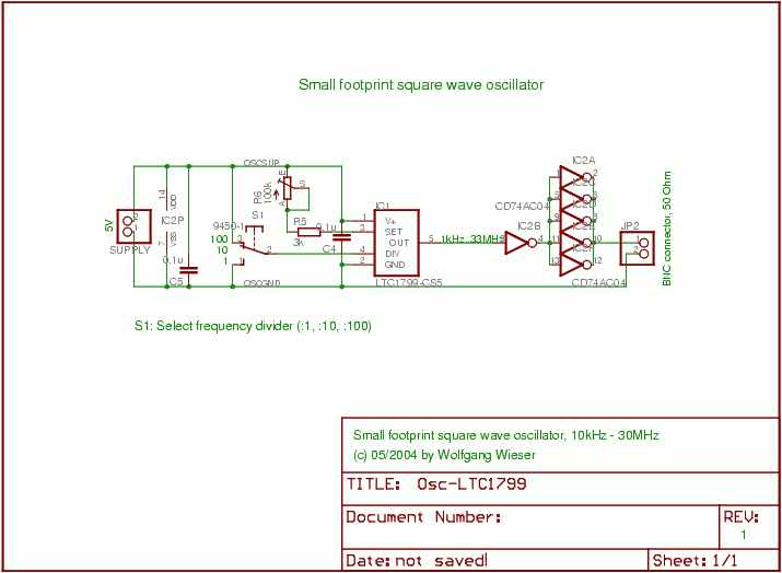Small Footprint Square Wave Oscillator circuit