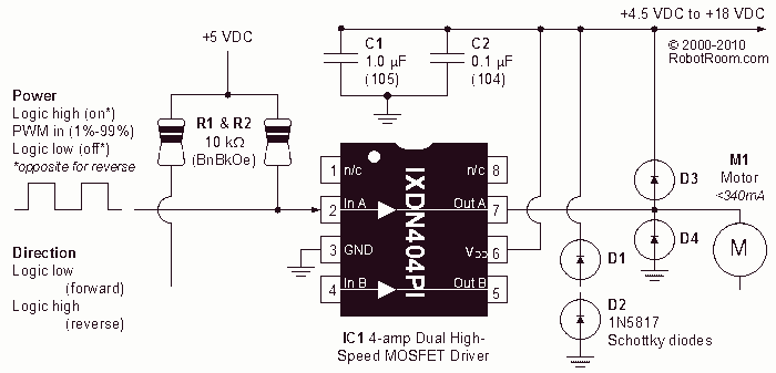 DC Motor-Driver H-Bridge Circuit – Circuit Schematic