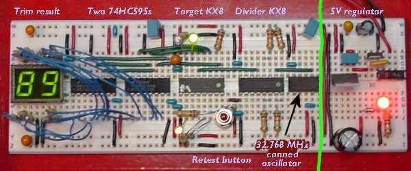 Trimming the Internal Clock Generator on the 68HC908KX8 Microcontroller – Circuit Schematic