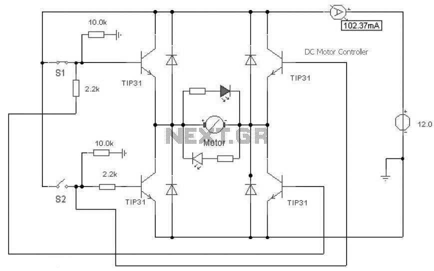DC Motor Controller using Transistor TIP31 circuit