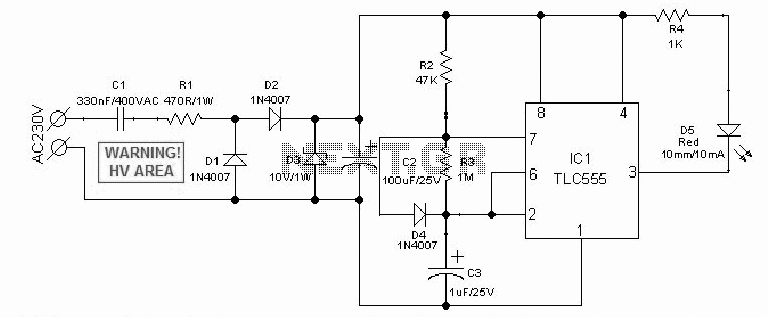 Power 220V LED Flashing circuit