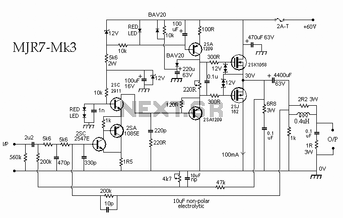 70W High Power Amplifier with MOSFET circuit
