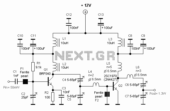 13W RF Amplifier circuit