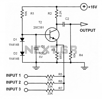 Audio Mixer with one transistor circuit