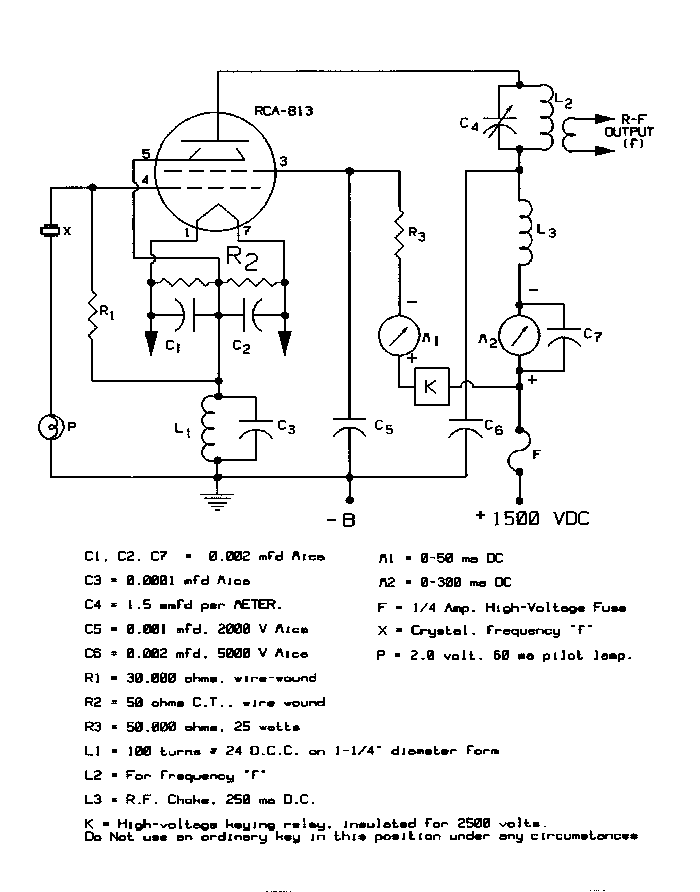single-813 crystal oscillator transmitter circuit