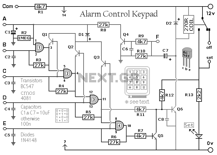 Enhanced 5 digit alarm keypad circuit – Circuit Schematic