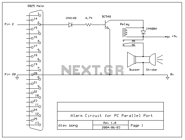 Miniature loop alarm circuit – Circuit Schematic