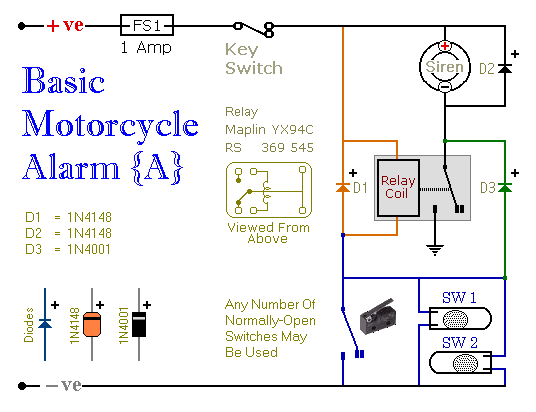 motorcycle alarms numbers circuit