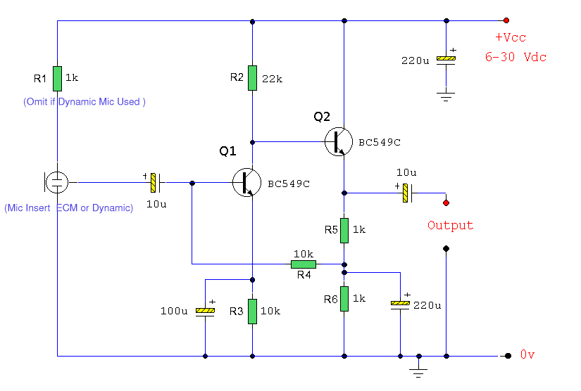 ECM Mic Preamplifier circuit