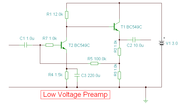 Low Voltage Preamplifier circuit