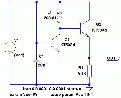 The oscillator with electronic tuning of frequency circuit